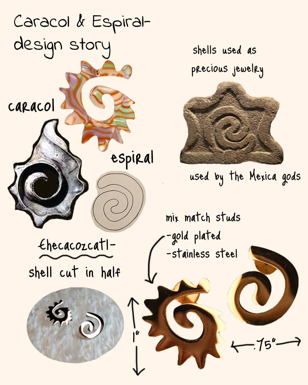 Caracol & Espiral Silver Stud Earrings - Image 6